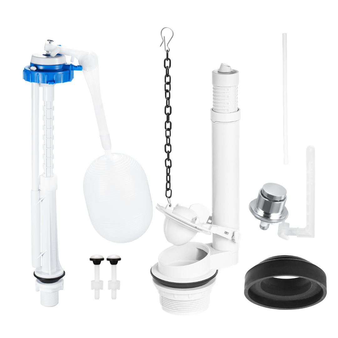 Kit de Reparo para Vaso Sanitário de 2 Polegadas | Conjunto de Válvula de Enchimento e Válvula de Descarga com Botão Lateral