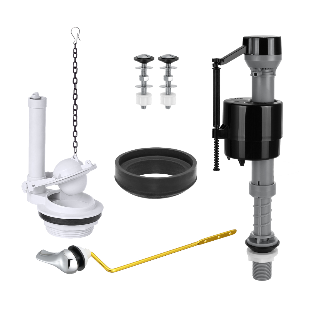 Kit de reparo para caixa acoplada de vaso sanitário de 3 polegadas (duas peças) | Válvula de enchimento ajustável e alavanca lateral